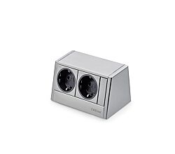 EVOline® R-Dock Aluminium SILBER mit 2 x VDE Steckdosen / Steckdoseneinheit / Steckdosen