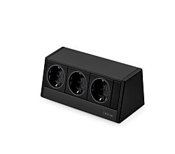 EVOline® R-Dock Aluminium SCHWARZ mit 3 x VDE Steckdosen / Steckdoseneinheit / Steckdosen