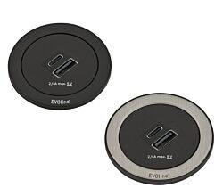 EVOline ONE Doppel USB-Port A und C in EDELSTAHL gebürstet oder SCHWARZ / USB-Dose