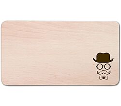 HOFMEISTER Frühstücksbrett rechteckig "Hipster Hut Brille Bart Fliege" Buchenholz / Frühstücksbrettchen