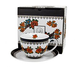 DUO ETNO Tasse INDIGO 250 ml mit Untertasse, New Bone China Porzellan