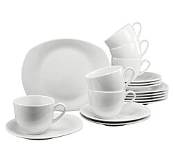 CreaTable FINESSA - Kaffeeservice weiß 18-tlg aus Porzellan / Kaffeegedeck