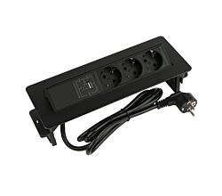 DesignLight FLIXBOX-CZ-3DE-UAC-01 FLIX BOX Möbelsteckdose schwarz mit 3x SCHUKO und USB-A+C-Anschlüssen QC 3.0 + PD20W