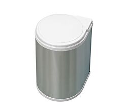 emuca 8035865 Abfalleimer 13 Liter ab 40 cm Schrankbreite, Kunststoff weiß und Edelstahl