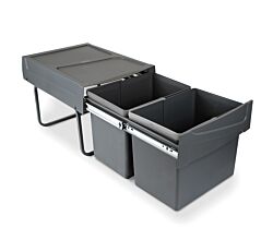emuca 8199523 Abfallsorter 30 (2x15) Liter Abfallvolumen mit Handauszug / Müllbehälter