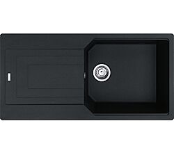 Franke Spüle URBAN UBG 611-100 in ONYX mit Excenterbedienung Drehknopf Edelstahl / Ausschnittmaß 980 x 480 mm / Granitspüle