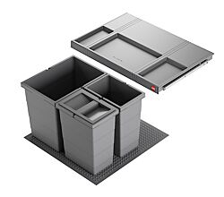 HAILO Abfallsorter 3301631 ALLEGRO 295 18/8/8/D dunkelgrau mit 34 Liter Abfallvolumen für 60 cm Schrankbreite