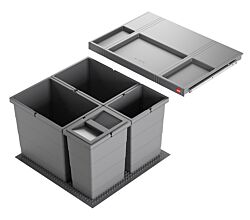 HAILO Abfallsorter 3301641 ALLEGRO 295 18/18/8/8/D dunkelgrau mit 52 Liter Abfallvolumen für 60 cm Schrankbreite
