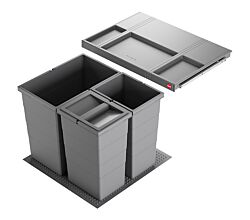 HAILO Abfallsorter 3301681 ALLEGRO 380 28/13/13/D dunkelgrau mit 54 Liter Abfallvolumen für 60 cm Schrankbreite