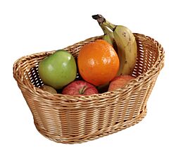 KESPER Brot- und Obstkorb 28 x 21 x 13 cm aus Kunststoffgeflecht, braun / Servierkorb