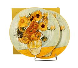 DUO ART GALLERY Dessertteller 2er Set SUNFLOWERS inspired by Vincent Van Gogh New Bone China Porzellan