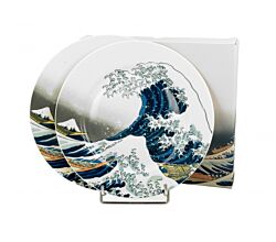 DUO ART GALLERY Dessertteller 2er Set THE GREAT WAVE inspired by K. Hokusai New Bone China Porzellan