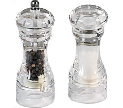 KESPER Set Pfeffermühle und Salzstreuer aus Acryl, Höhe: 14 cm