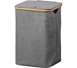 KESPER 19599 Wäschesammler grau 33 x 33 x 50 cm, Polyester, Rahmen aus Bambus, 1 Fach / Wäschekorb