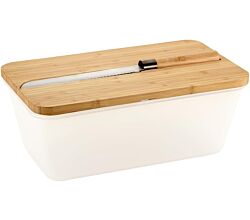 KESPER 58480 Brotbox weiß/transparent mit Schneidebrett und Messer