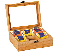 KESPER Teebox mit 6 Fächern und Sichtfenster / Tee-Box / Teebeutel Box / Teebeutel Aufbewahrung