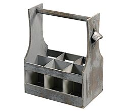 KESPER Flaschenträger ANTIK mit eingebautem Flaschenöffner / Tray / Six-Pack