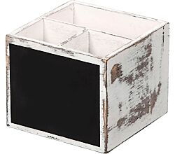 KESPER Besteckbox 66277 aus FSC-zertifiziertem Sperrholz Vintage weiß mit Kreidetafel / Besteckbehälter