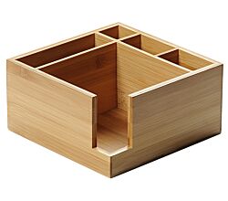 KESPER 70851 Serviettenspender-Besteckkasten 5-fach aus FSC-zertifiziertem Bambus / Besteckhalter / Box