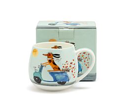 DUO Dog's World Fassbecher 430 ml DOG ON A SCOOTER, Bone China Porzellan