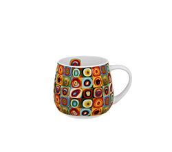 DUO ART GALLERY Fassbecher 430 ml SQUARES WITH CIRCLES inspired by W. Kandinsky, New Bone China Porzellan