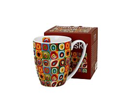 DUO ART GALLERY Klassischer Becher 360 ml SQUARES WITH CIRCLES inspired by W. Kandinsky, New Bone China Porzellan