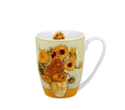 DUO ART GALLERY Klassischer Becher 360 ml SUNFLOWERS inspired by Van Gogh New Bone China Porzellan