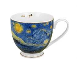 DUO GOLDEN LINE Becher mit Fuß 530 ml STARRY NIGHT inspired by Van Gogh, New Bone China Porzellan