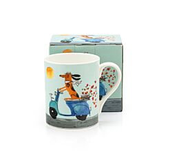 DUO Dog's World Becher DOG ON A SCOOTER 380 ml, Bone China Porzellan
