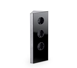 MIRA Eck Glas Eck-Steckdosenelement SCHWARZ - Schuko 3-fach / Steckdosen