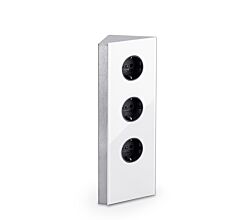 MIRA Eck Glas Eck-Steckdosenelement WEISS - Schuko 3-fach / Steckdosen