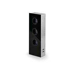 MIRA Glas-USB Steckdosenelement SCHWARZ - Schuko 3-fach und 2-fach USB Charger / Steckdosen / USB-Port