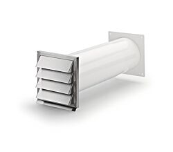Mauerkasten KLIMA-E 150 mit Edelstahl-Außenjalousie mit Rückstauklappe / Compair flow (System Ø 150)