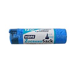 Zugbandsäcke 120 L blau, 10 Stück auf Rolle / Nordio Müllsäcke / Abfallsäcke