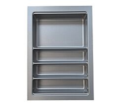 Besteckeinsatz Ordine für 40 cm Schrank, zuschneidbar (B 300-340 x T 450-490 mm), edelstahlfarbig, inkl. 1 Trennstege-Set
