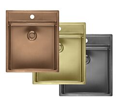REGINOX Spüle NEW YORK 40X40 mit Hahnlochbank in neuen PVD Farben 2025 ab Schrankbreite 50 cm / Flächenbündig / Flacheinbau