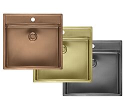 REGINOX Spüle NEW YORK 50X40 mit Hahnlochbank in neuen PVD Farben 2025 ab Schrankbreite 60 cm / Flächenbündig / Flacheinbau