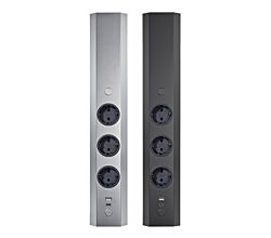 THEBO Energie-Ecksäule ST 3081/3 USB A+C in EDELSTAHL oder SCHWARZ / Mehrfachsteckdose / Ecksteckdose