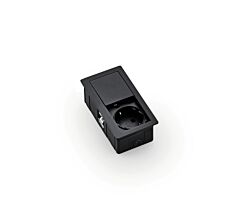 PLAZA 1 Steckdosenelement MATTSCHWARZ - Schuko 1-fach mit Schiebedeckel / Steckdosen