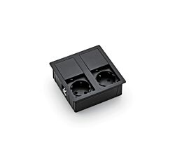 PLAZA 2 Steckdosenelement MATTSCHWARZ - Schuko 2-fach mit Schiebedeckel / Steckdosen