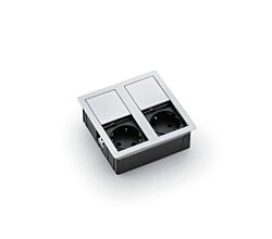 PLAZA 2 Steckdosenelement Edelstahl gebürstet - Schuko 2-fach mit Schiebedeckel / Steckdosen