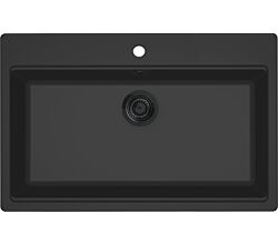 REGINOX R40355 Regi Granite Spüle FLORENCE 72 mit Armaturenbank in Nero Black ab Schrankbreite 80 cm / Auflagespüle