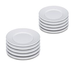 10er SET RIESS 0302-033 Teller flach 21 cm, Classic Weiss / Emailleteller