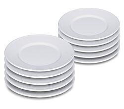 10er SET RIESS 0503-033 Teller flach 26 cm, Classic Weiss / Emailleteller