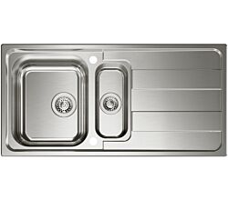 Spüle RIVA 4 mit Drehexcenterbedienung und Restebecken / Edelstahlspüle / CONTURA / Ausschnitt 975 x 475 mm