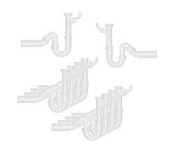 10er SET Universal-Röhren-Geruchsverschluss 1 1/2 " mit einem Geräteanschluss und 50 mm Abgang / Ablaufverbindung / Sifon / Abfluss / Geruchsverschluss / Traps