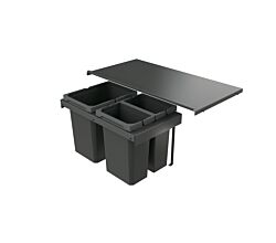 Naber 8013421 Abfallsammler Cox Stand-UP®  350 K/800-3, anthrazit, 30,5 (2x7,5/1x15,5) Liter / 80 cm Schrankbreite