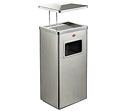 WESCO 153834-47 Standascher mit Dach EDELSTAHL MATT inklusive Abfallvolumen 19 Liter / Mülleimer / Ascher