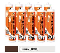 10er SET PTW Silikon neutralvernetzend und abriebfest - BRAUN (1001) / Dichtstoff / Silicon / Fugensilikon