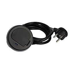 DesignLight Einbausteckdose SINGLE BOX mit USB C SCHWARZ / Tischsteckdose